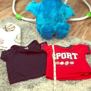 2 shirts, size 9months (size tag in red shirt cut)